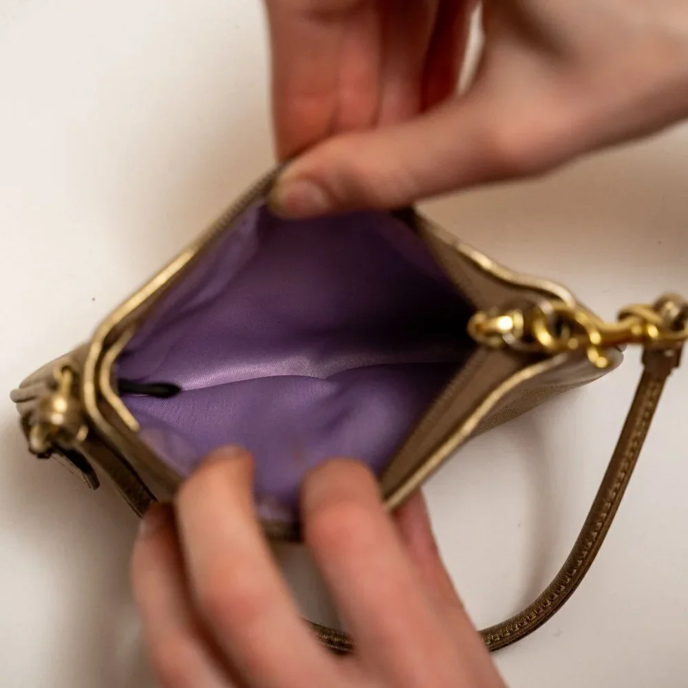 Coach Y2K Gold Leather Wristlet